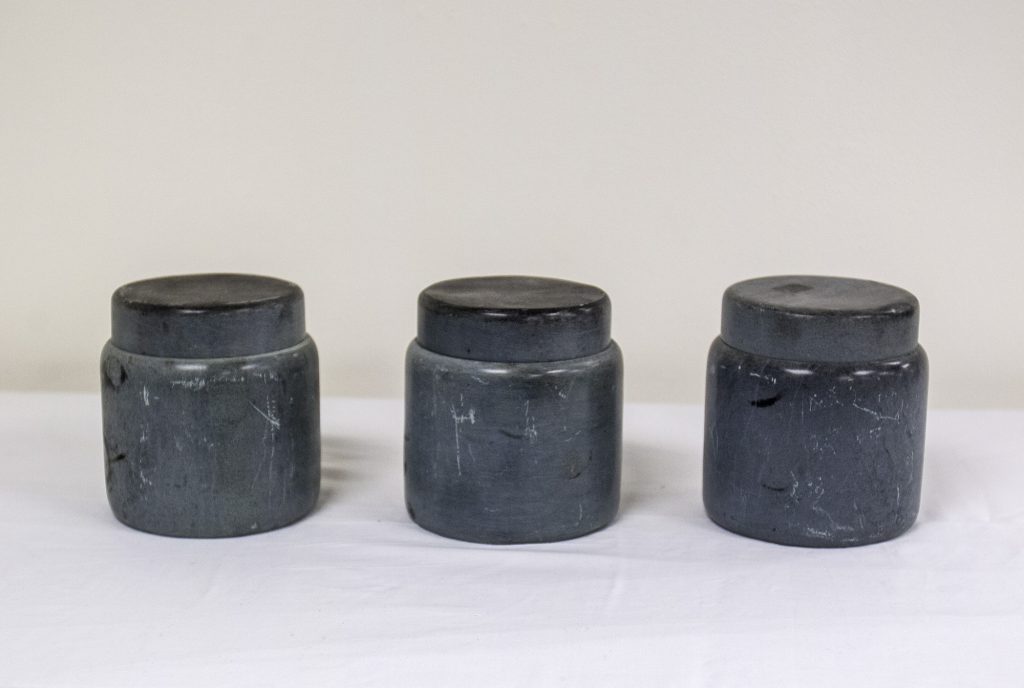 Set Of Three Earthenware Conran Storage Pots With Lids