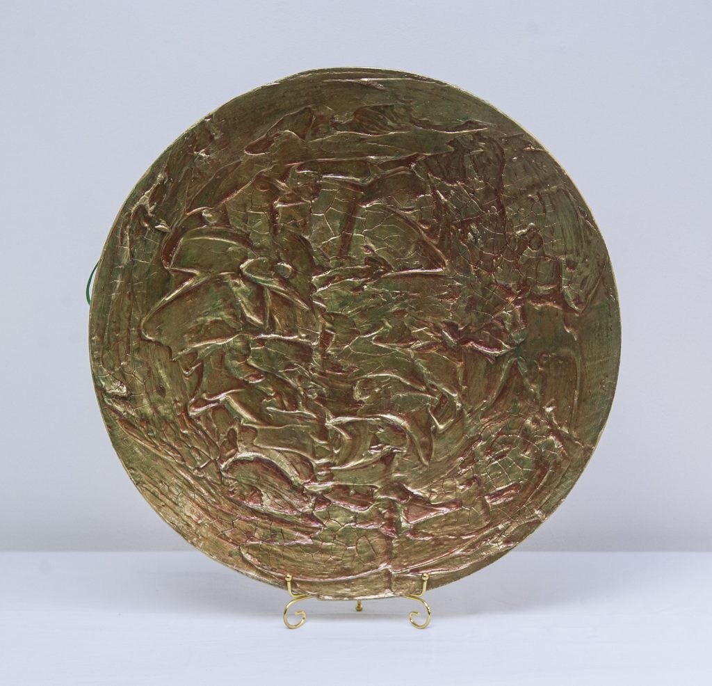 Hand Painted Gold & Orange Charger Plate