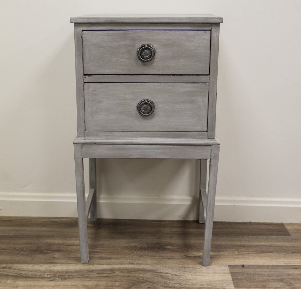 Two Drawer Bedside Cabinet Painted In French Grey