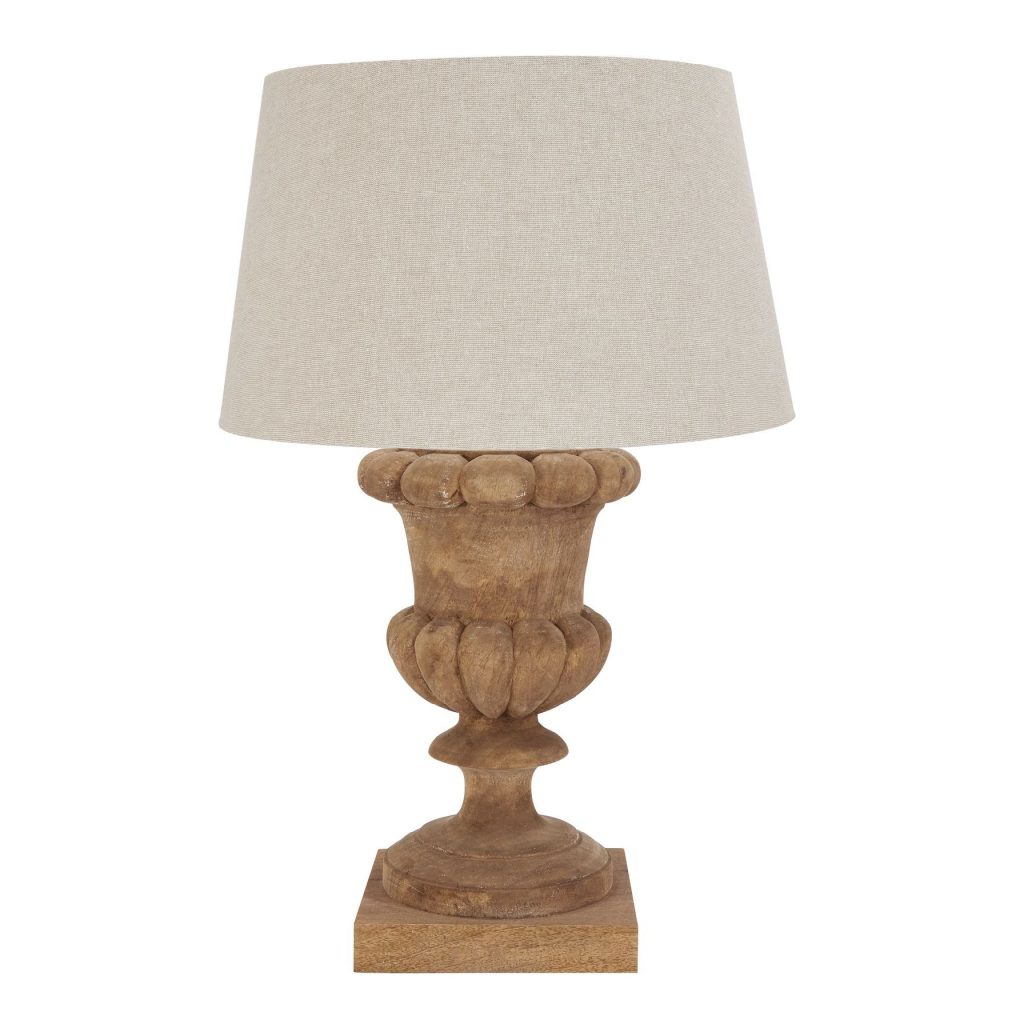 Natural Wash Fluted Lamp With Linen Shade