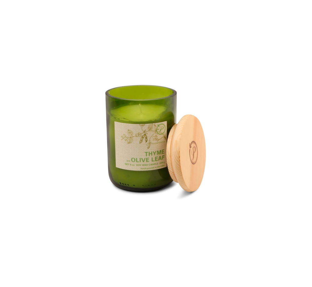Paddywax Eco Green Recycled Glass Soy Wax Candle – Thyme And Olive Leaf