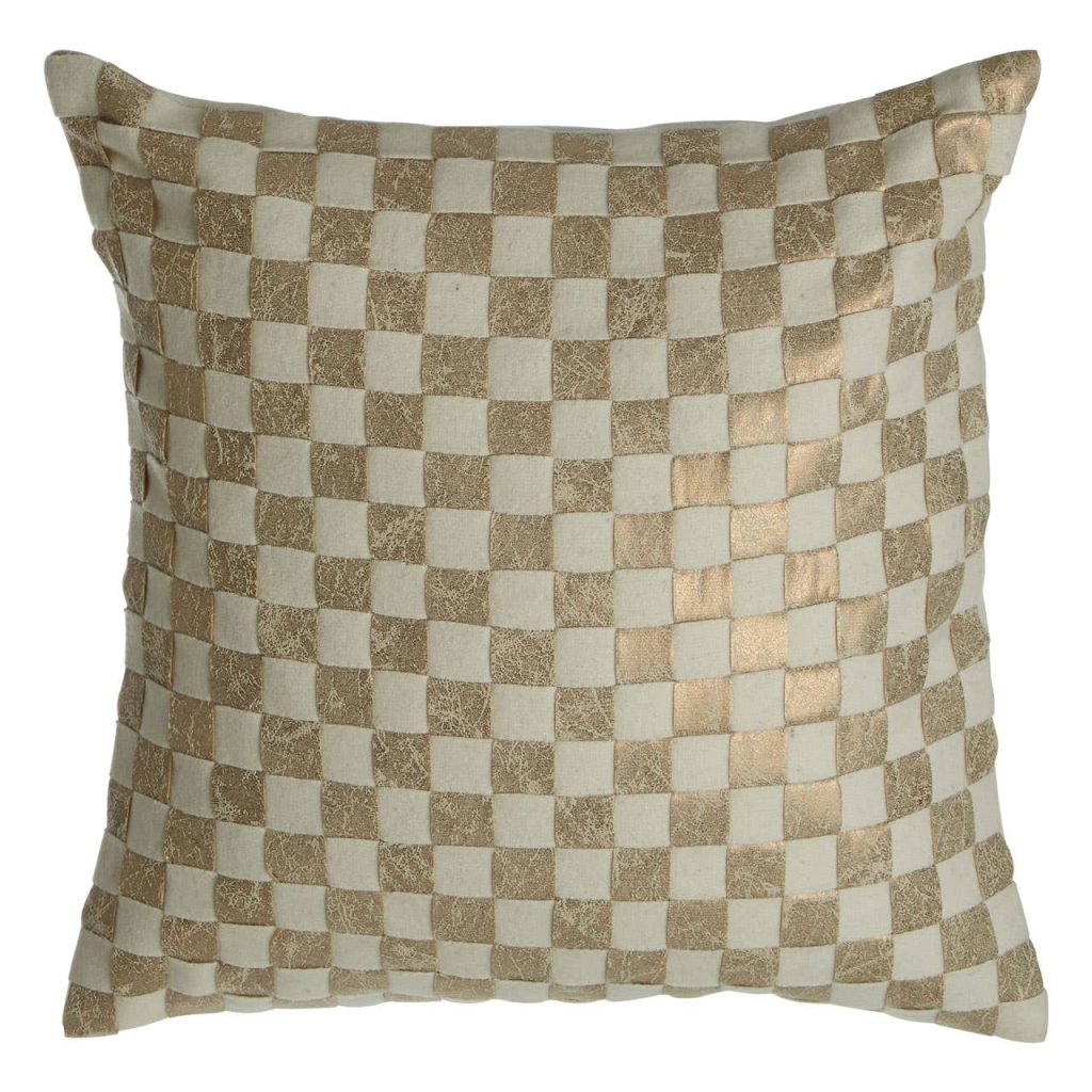 Gold Check Square Cushion