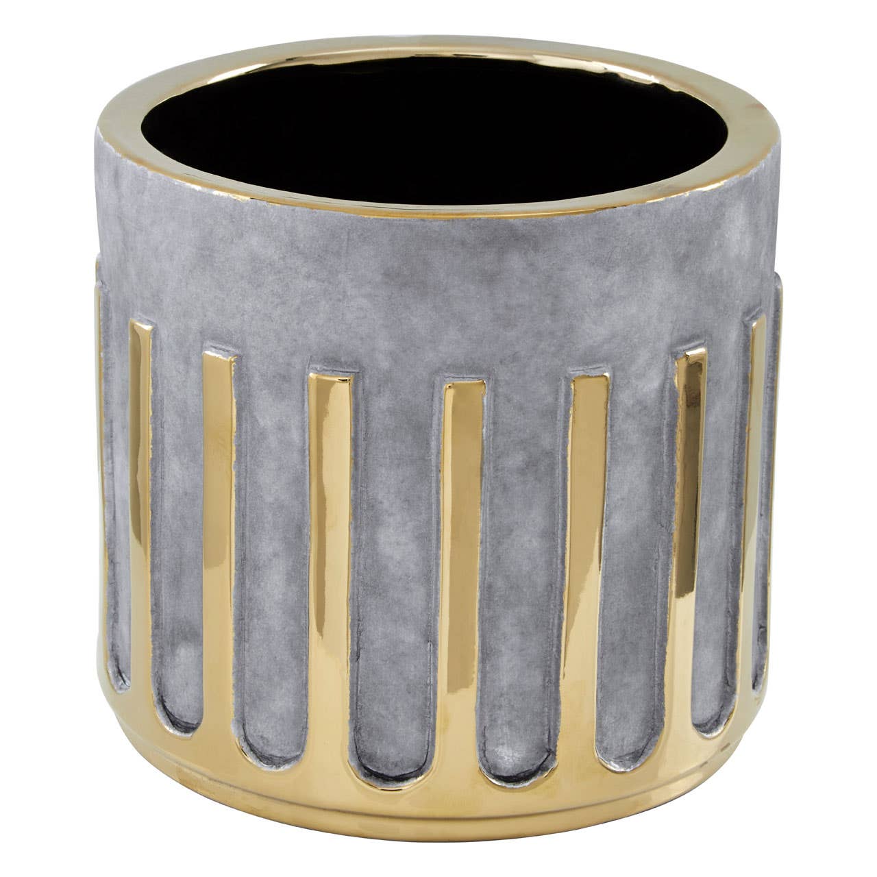 Grey and Gold Cermic planter image 1 Grey and Gold Cermic planter image 1