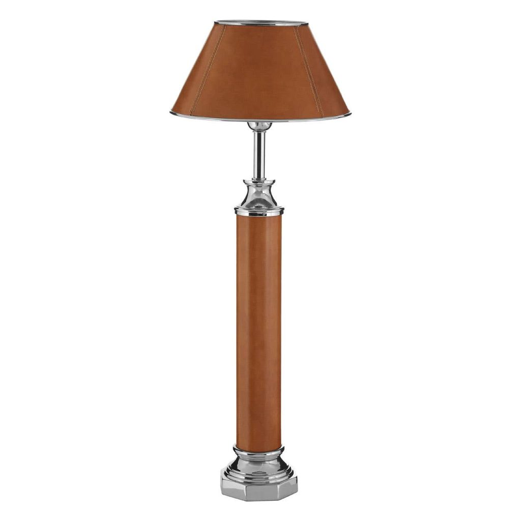 Leather And Chrome Table Lamp
