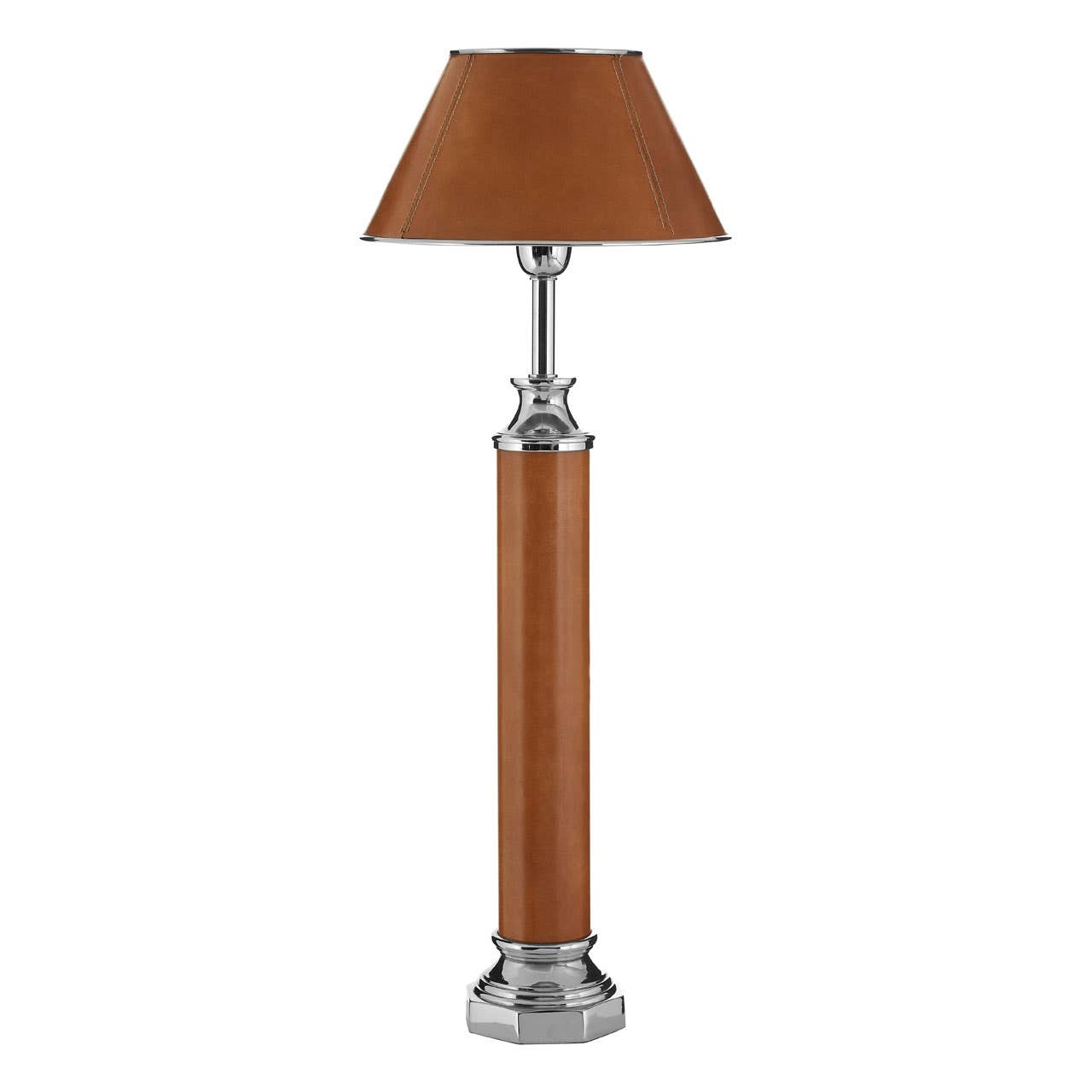 Leather and Chrome Table Lamp image 2 Leather and Chrome Table Lamp image 2
