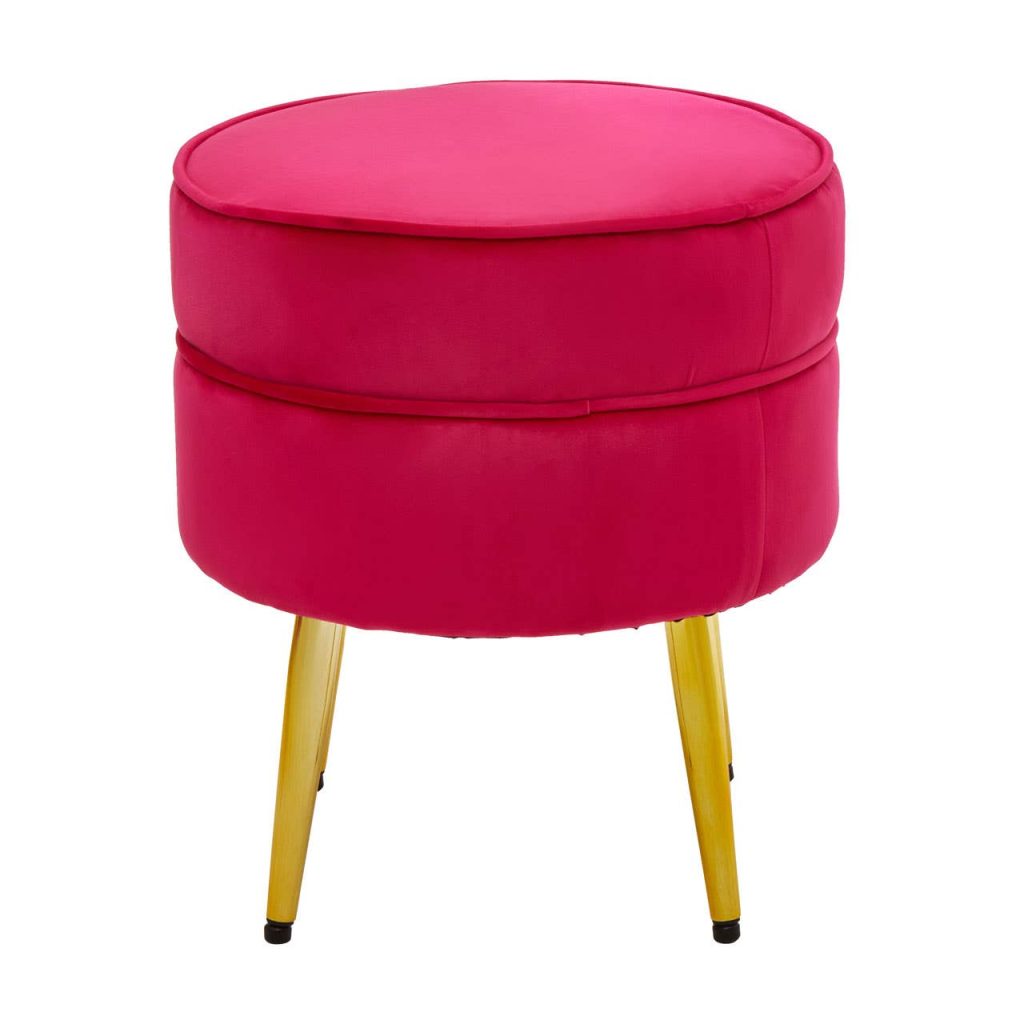 Bright Pink Velvet Foot Stool