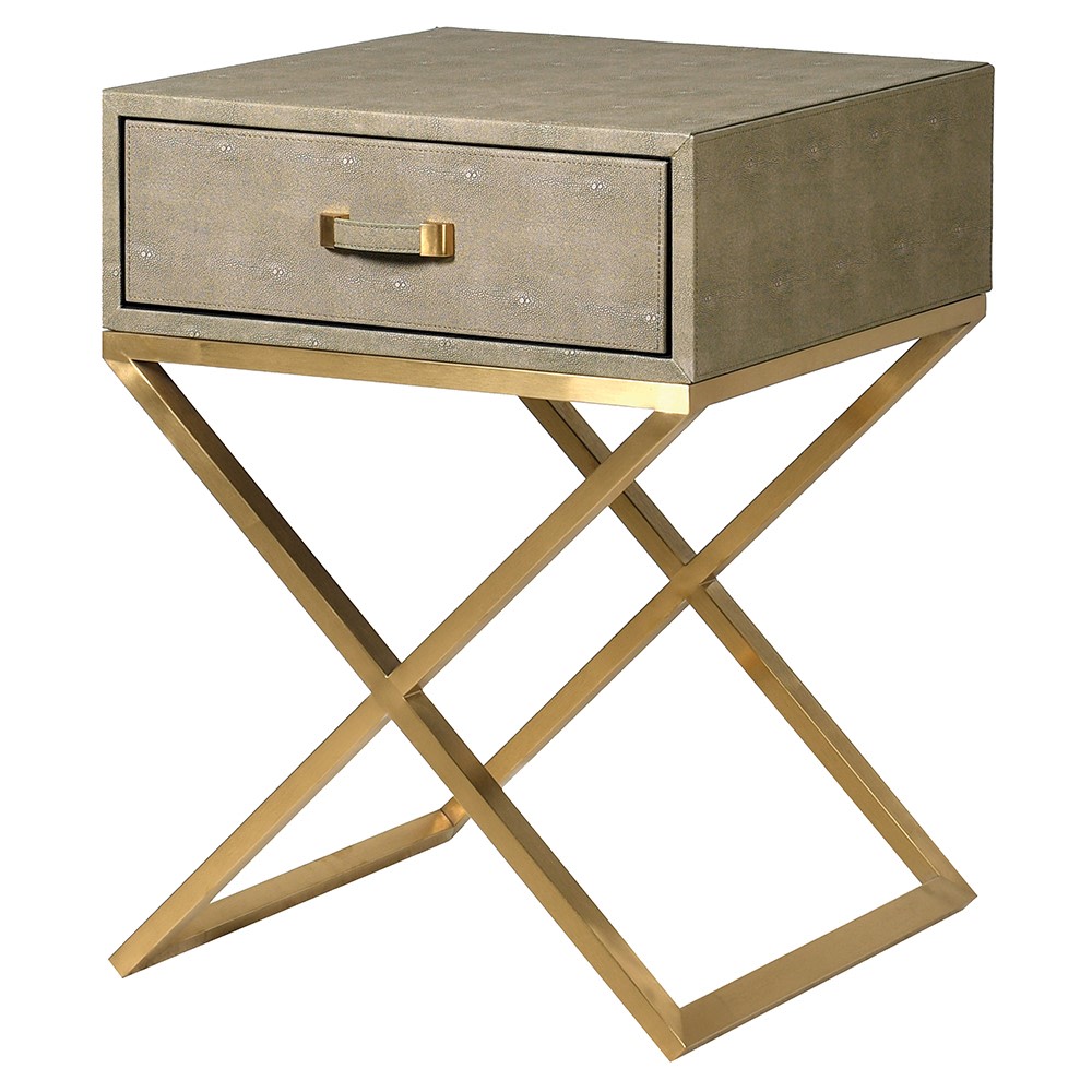 Maxim Sage Faux Shagreen Single Drawer Bedside Table
