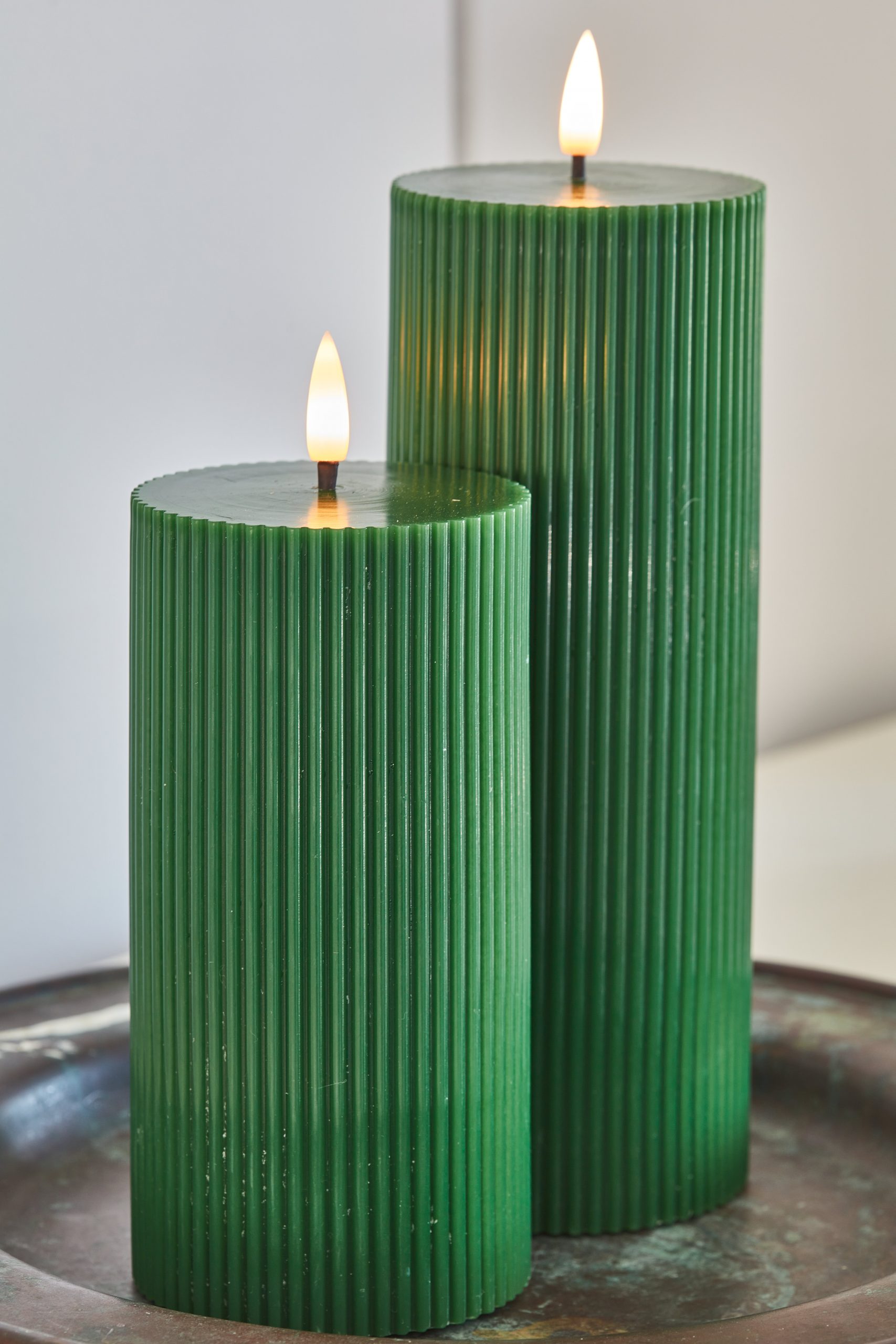 Candles LED Ribbed Green 1092 copy Candles LED Ribbed Green 1092 copy