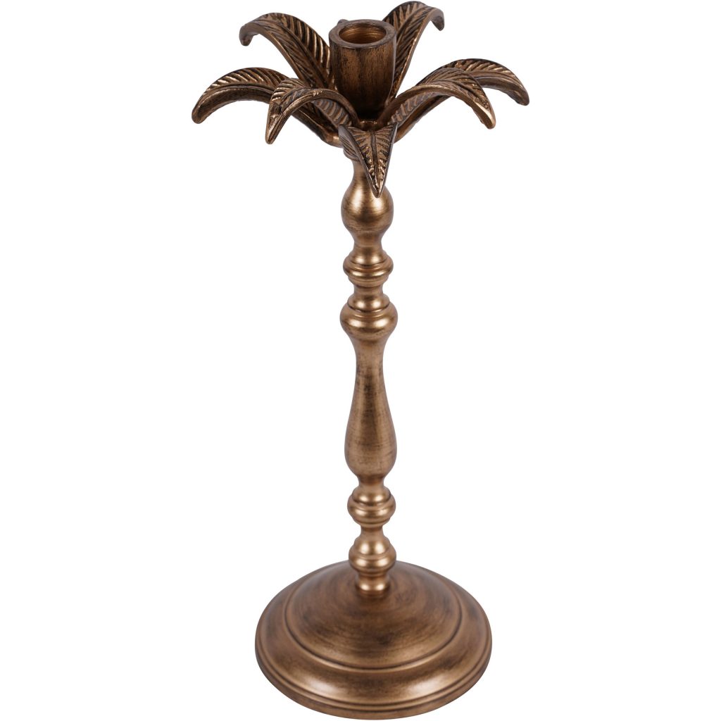 Laura Ashley Antique Brass Palm Tree Candlestick Small