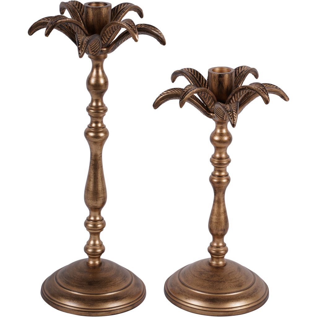 Laura Ashley Antique Brass Palm Tree Candlestick Large