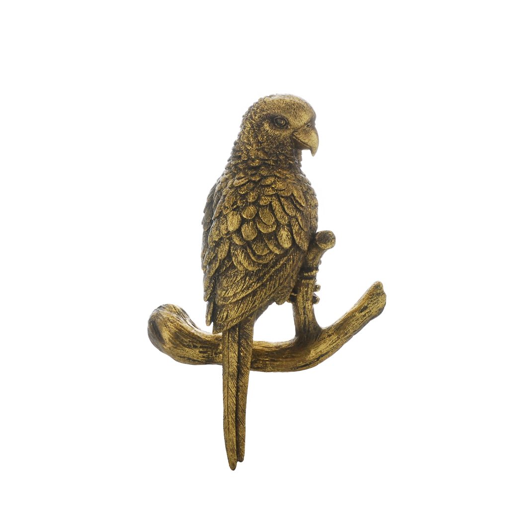 Antique Gold Resin Parrot Wall Decoration