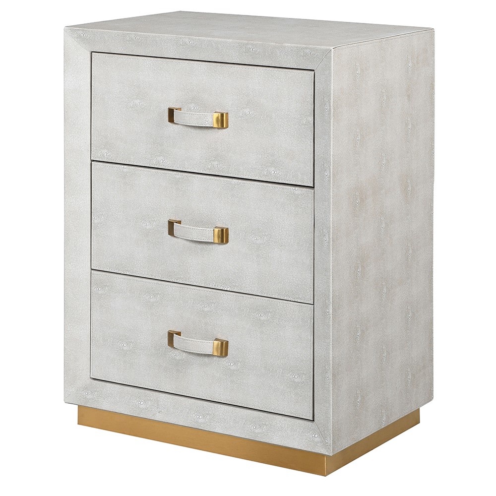 Maxim Ivory Faux Shagreen 3 Drawer Bedside