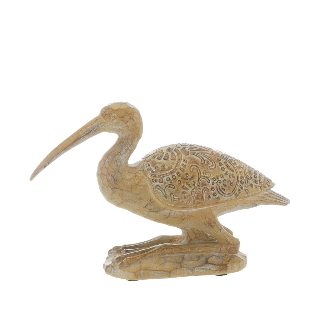 Carved Wood Effect Sitting Crane