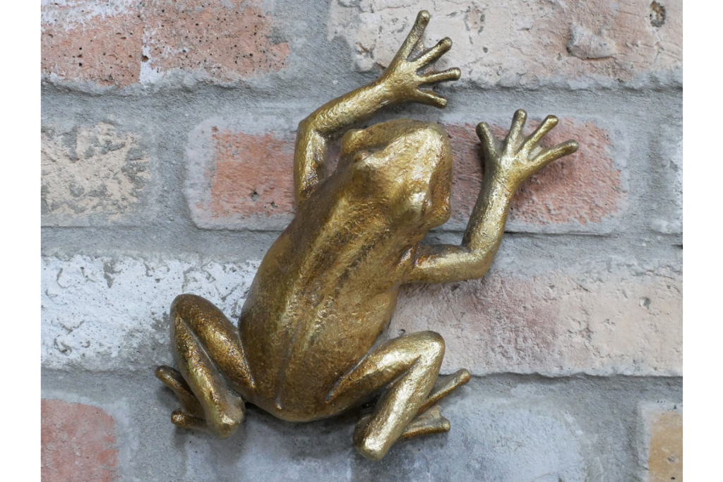 Gold Climbing Frog Wall Sculpture