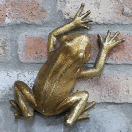 Gold Climbing Frog Wall Sculpture